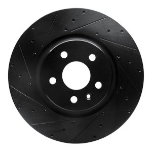 Tesla Model S Brake Rotor (1) - Front Left - R1 Concepts - Drilled & Slotted - Black - `12-`21